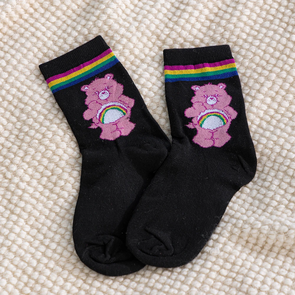 Care Bears Neue Cartoon-Damen-Mittelsocken, Kawaii-Bärenmuster-Mittelsocken, Mädchensocken, lässige weiche Socken – Detail 2