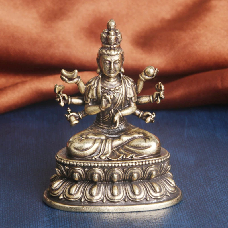 

Miniature Buddhist Figures Bronze Retro Thousand-Hand Avalokitesvara Shapes Handicraft Tantric Home Altars Desktop Decorative