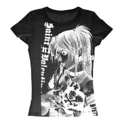 Vintage Y2K Aesthetic Streetwear Crop Tee - Women's Casual Harajuku T-shirt - S (Black)