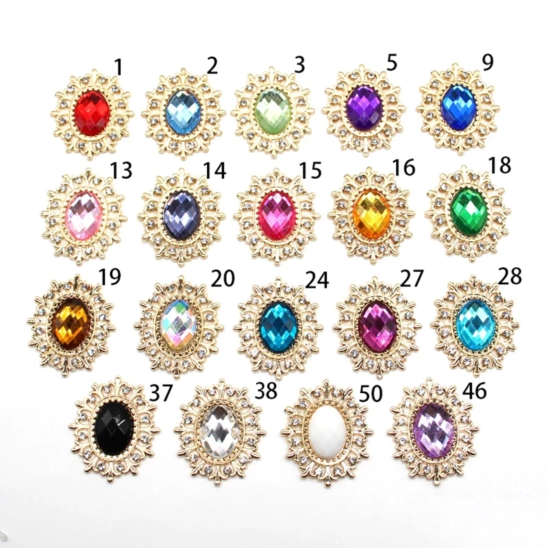 인기 10 조각 25*28mm 합금 유행 아크릴 금속 다이아몬드 단추 손 바느질 용품 DIY 손 의류 액세서리