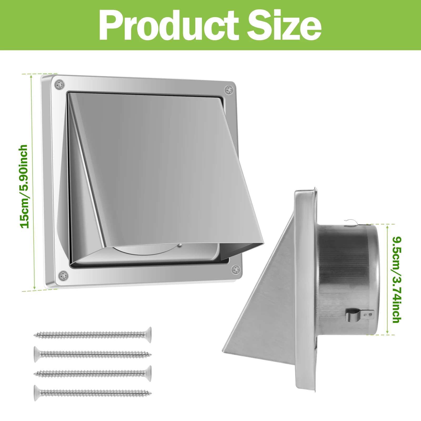 Air Vent Cover 1-8Pcs 4'' Dryer Wall Exhaust Covers Stainless Steel with 4 Screw Washers