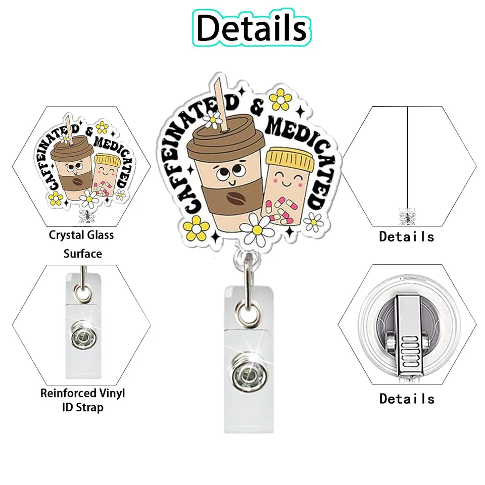 OHPHCALL 2-Pack Nurse Badge Reel With Alligator Clip - Easy-Pull Rotatable ID Holder For Lanyard, Nursing, Office