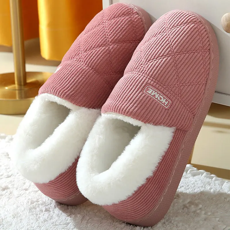 Pallene New Fur Slippers For Women Men Winter Warm Plush Antiskid Cozy Slippers Outdoor Home Cloud Thick Flat Sole Soft Slippers