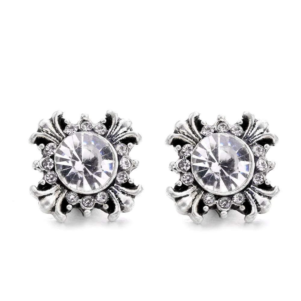 20pcs New 12mm Snap Buttons Jewelry Metal Rhinestone Flower 12mm Snap Buttons Bracelets Necklaces