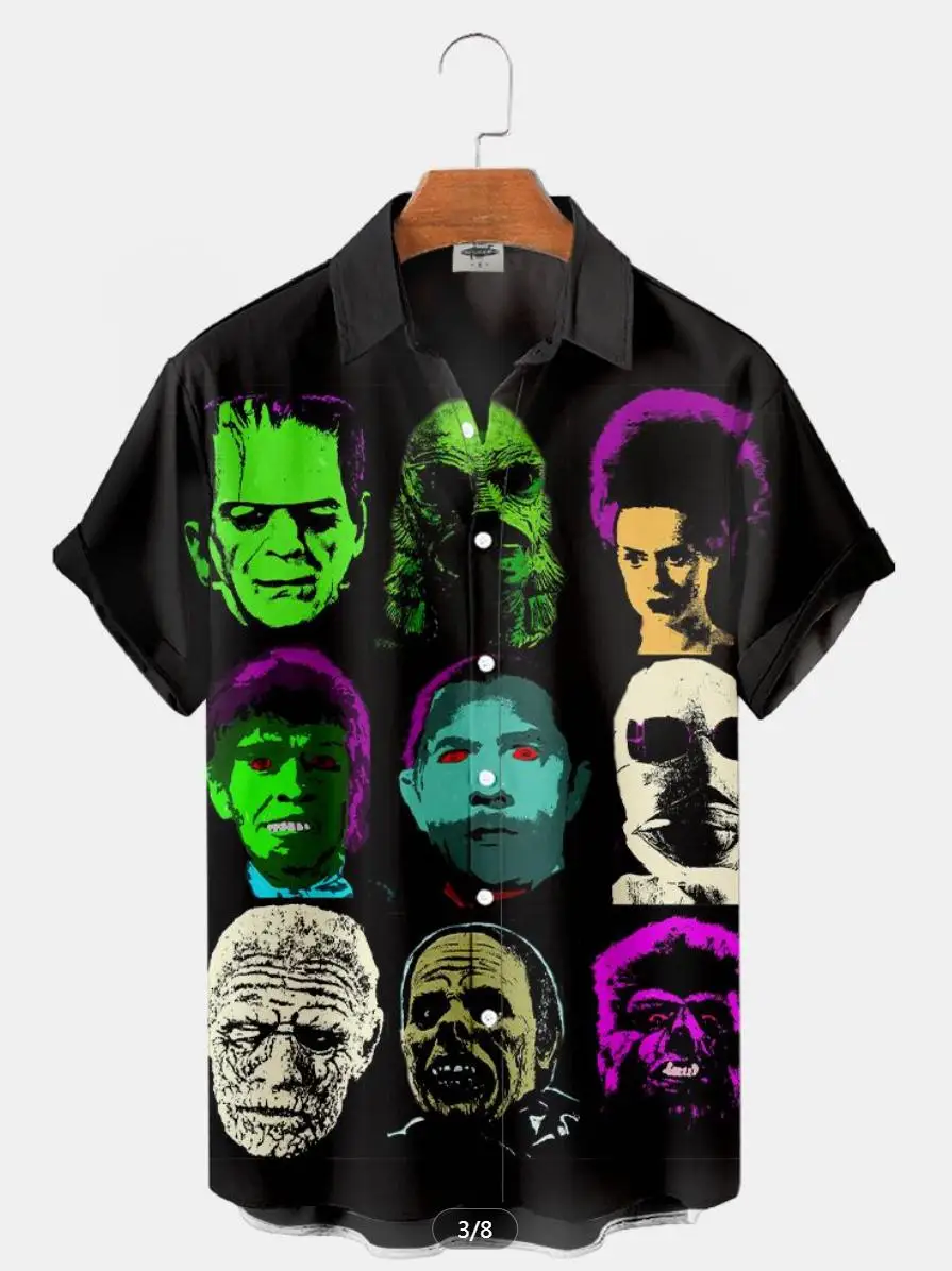 Designer Casual Streetwear Party Performance Tops 3d Men Clothing Horror Movie Hannibal Characters Hawaiian Men's Shirts