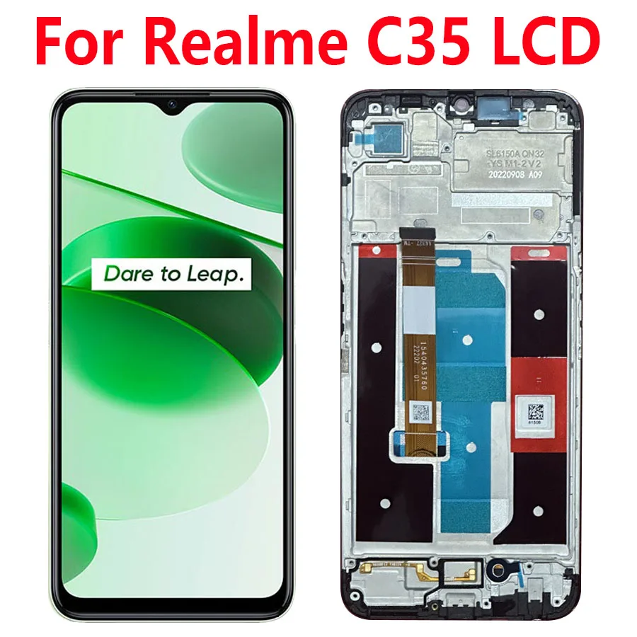 6.6 "Realme C35 LCD 디스플레이 화면 터치 패널 디지타이저 교체 부품, Realme C35 LCD 프레임 ...