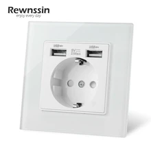 

Rewnssin EU Plug Socket With Dual USB Phone Charge Ports,86 Type 16A Wall Power Outlet,High Quality Home Electrical Socket