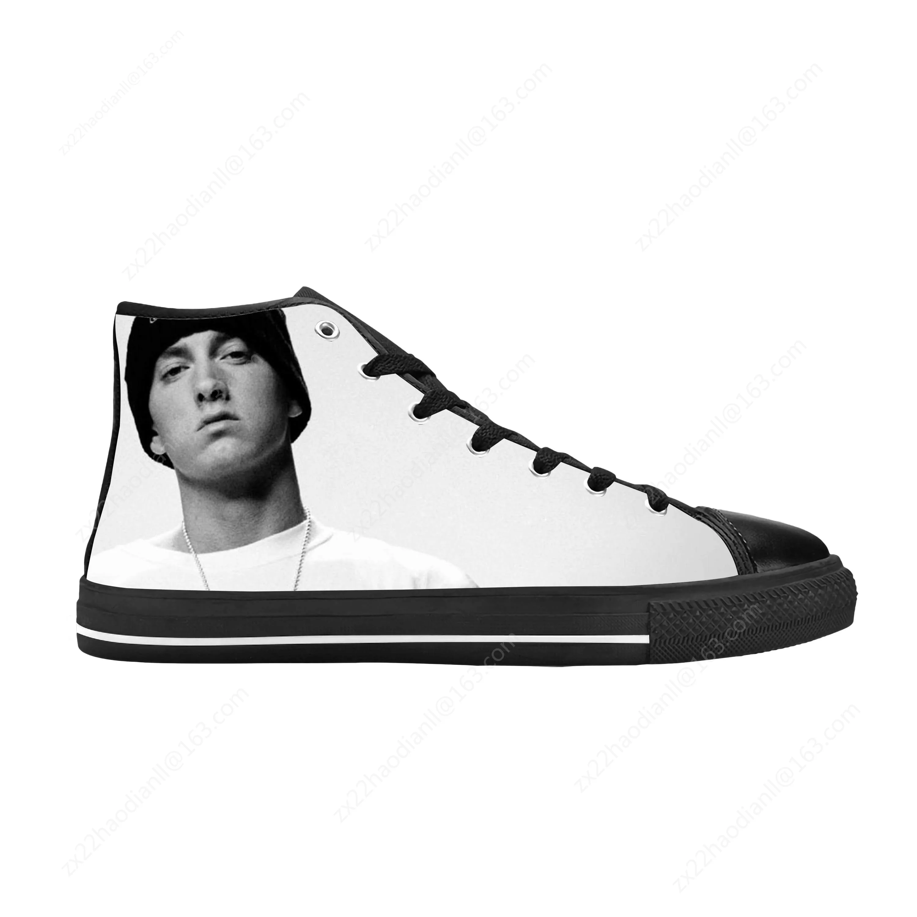 Hip Hop Rapper Rap Singer Music Eminem Rock Funny Casual Cloth Shoes High Top Comfortable Breathable 3D Print Men Women Sneakers