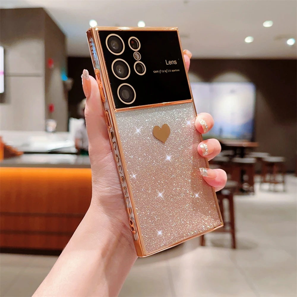 Permatomas telefono dėklas su širdelėmis samsung galaxy serijai_voghion.com