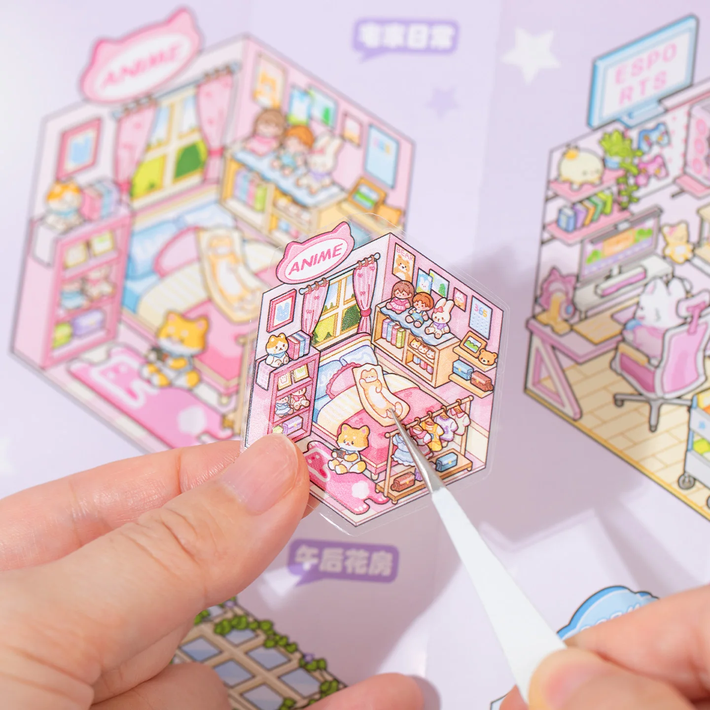 Kawaii Hütte Krise 3D Traum Blume Haus Landschaft Aufkleber Buch DIY Tasche Hütte Szene Weihnachtsgeschenke ﻿ ﻿
