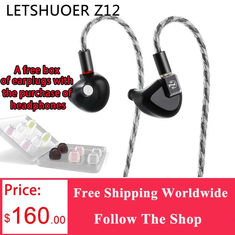

LETSHUOER Z12 14.8mm Planar Magnetic Driver IEMs, Gold Edition HiFi in-Ear Earphones with CNC Machined Aluminum Alloy