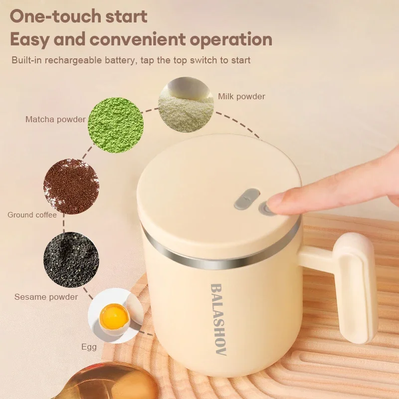 Electric Auto Self Stirring Cup 400ml Rechargeable Self Mixing Coffee Protein Powder Stirrer Stainless Steel Cup for Home Office electric stirring cup electric mixing cup electric stirring mug