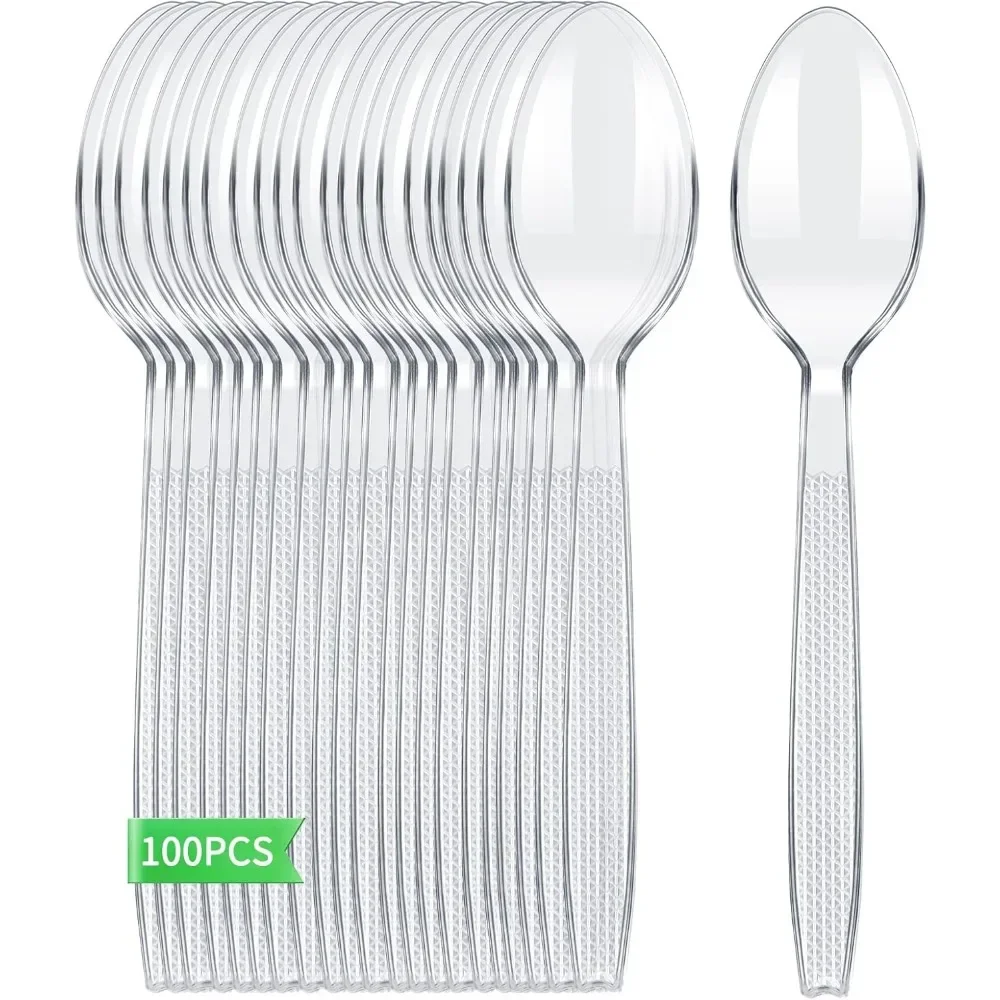 Plastic Spoon Party Tableware Plastic Cutlery Reusable Spoon Party Cutlery (100 Pcs)