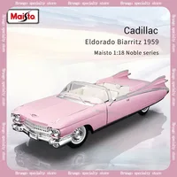 Maisto 1:18 1959 Cadillac Eldorado Biarritz Pink Classic Alloy Retro Luxury Car Model Collector'S Edition Decoration Toy 1