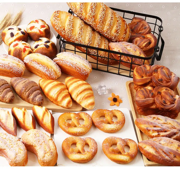 Description Picture 3 of itemArtificial Bread Simulation Food Model Fake Doughnut Home Decor Cake Shop Bakery Window Display Photography Props Table Decor