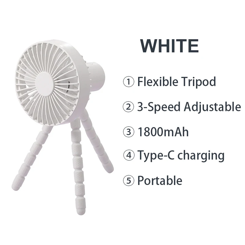 best Baby Strollers 1800mAh Mini Stroller Fan for Cart Portable Handheld USB Rechargeable Silent Outdoor Tripod Small Fan for Home Electric Fan baby stroller accessories on sale Baby Strollers