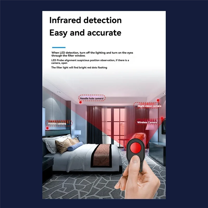 Anti-Theft LED IR Alarm For Hotel, Rental, Outdoor Travel Anti Candid Camera Security Device