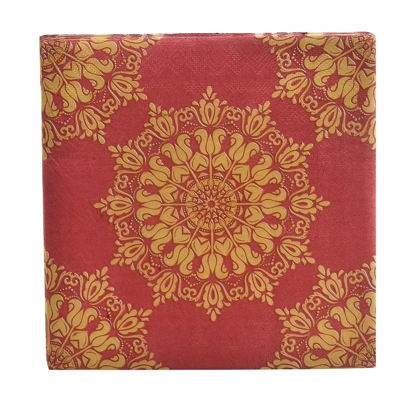Gold Series Napkin Printed Placemat Paper Wine Glass Flower Arrangement 20 Pcs/pac paper napkins disposable paper placemats