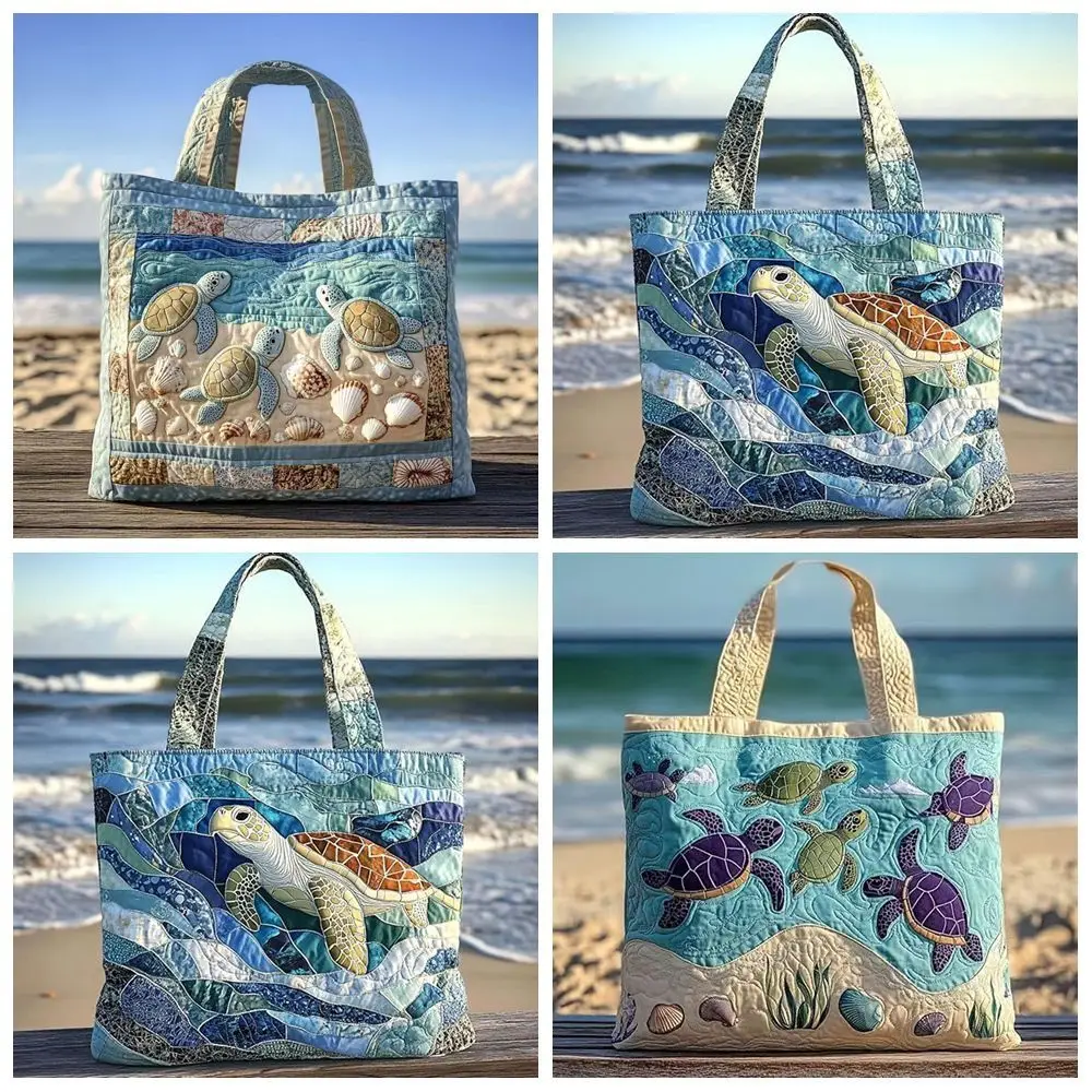 Sac à bandoulière souple matelassé grande capacité, imprimé de haute qualité, motif tortue marine 3D._voghion.com