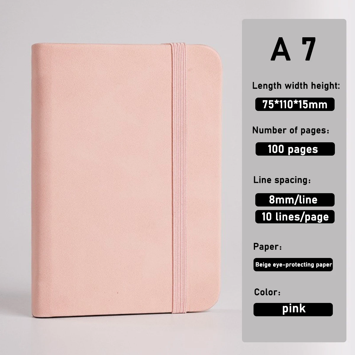 A7 Mini-Notizbuch Tragbarer Taschen-Notizblock | PU-Leder Einband Tagebuch Planer Agenda Notizbuch | Kompaktes Büro- und Schulbedarf für Dai – Detail 7