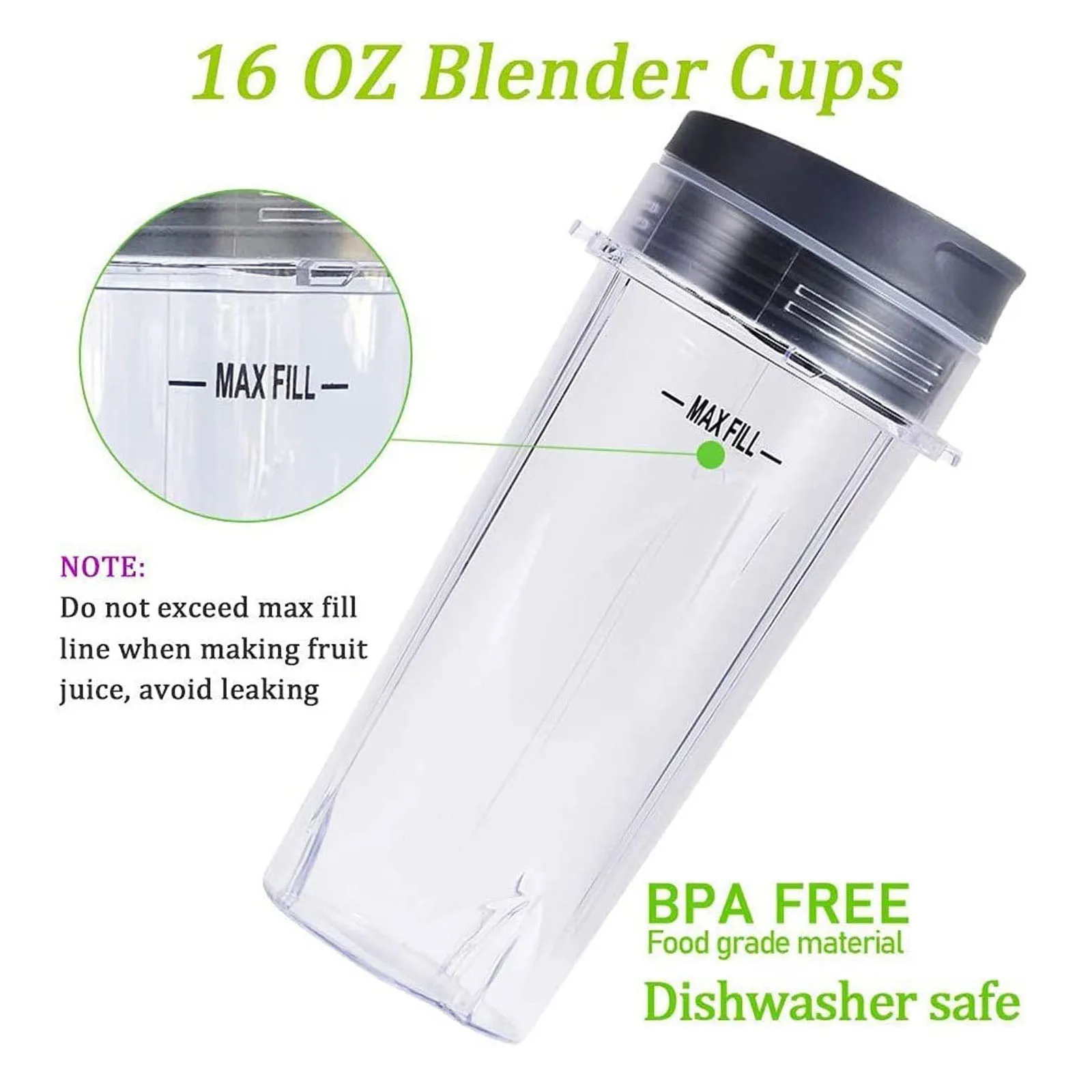 Blender Cup 16oz Versatile Leakproof for BL780 BL810 etc.