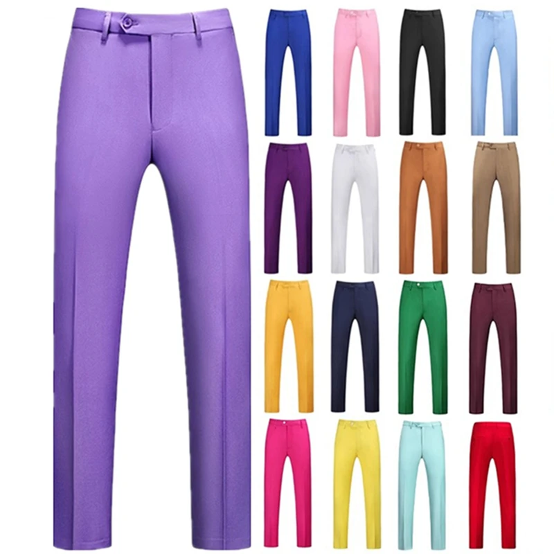 Business Pants Men's Leisure Casual Solid Color Wedding Trousers