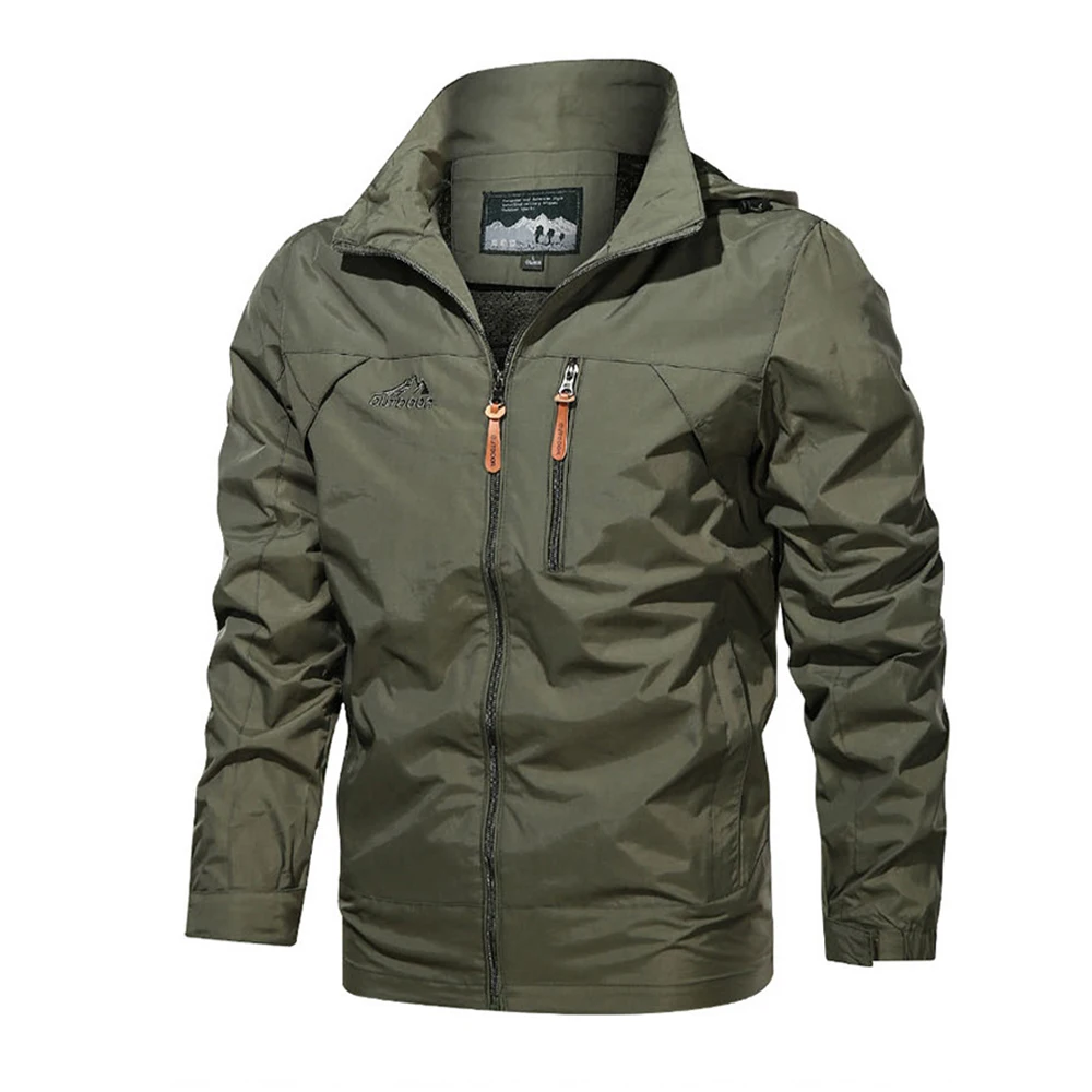 

Осенняя уличная ветрозащитная куртка, Мужская однотонная куртка-карго с капюшоном, уличная одежда для походов и пересечения, новая мужская куртка, модель 5XL