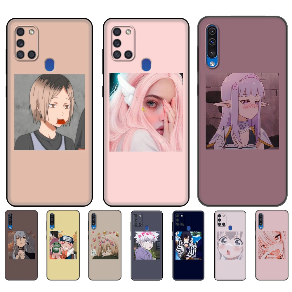 Custodia In Tpu Nero Per Samsung Galaxy A50 50S A30S A10 A01 A11 A21S A31 A41 A51 A71 M21 M30S S10 Lite Cover Anime Icone