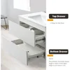 Bathroom Vanity Wall Mounted Floating Vanity Two Drawers Storage Cabinet with White Ceramic Integrated Sink 5