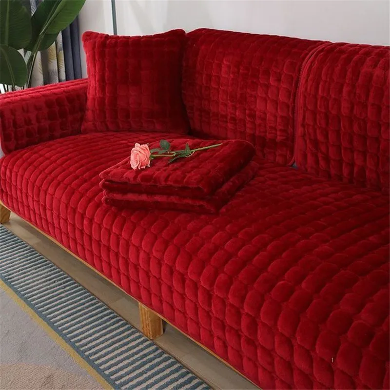 Velvet Sofa Cover Thicken Non-Slip Flannel Couch Cover Plush Plaid For  Living Room Slipcover Warm Waterproof Furniture Protector - AliExpress