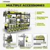 Power Tool Organizer Wall Mount 4 Layers Drill Holder Rack Garage Tool Storage Metal Shelf with Hammer Pliers Screwdriver Holder 2