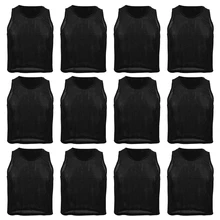 

12Pcs Small Mesh Breathable Children Football Training Exercise Vest Black Kid Free Size football