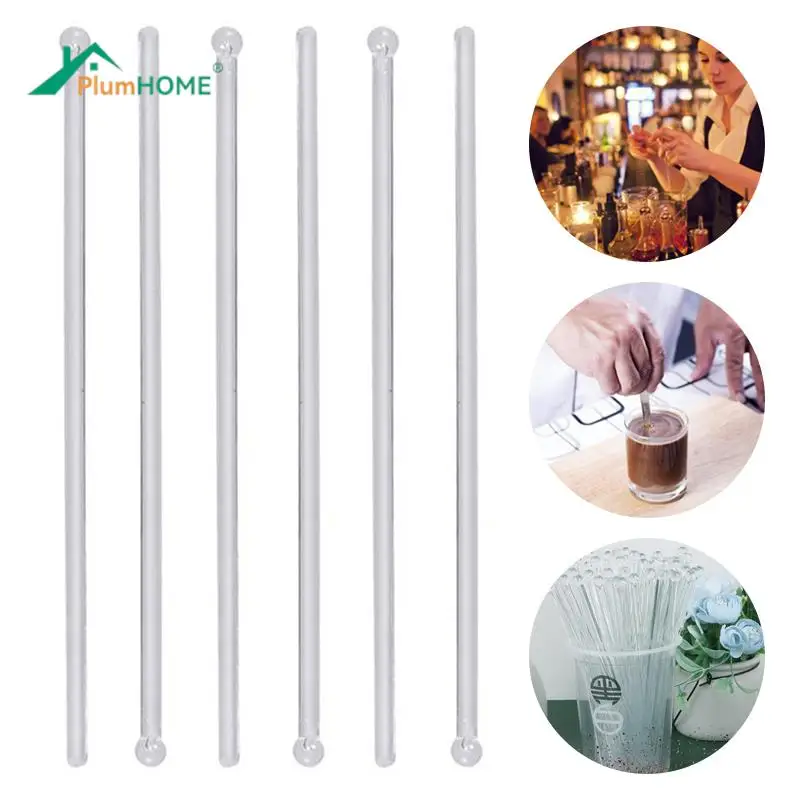 100Pcs/set Transparent Round Head Plastic Stirring Mixing Sticks Cocktail Drink Bar Muddler Ladle Stirrer Swizzle Stick Barware