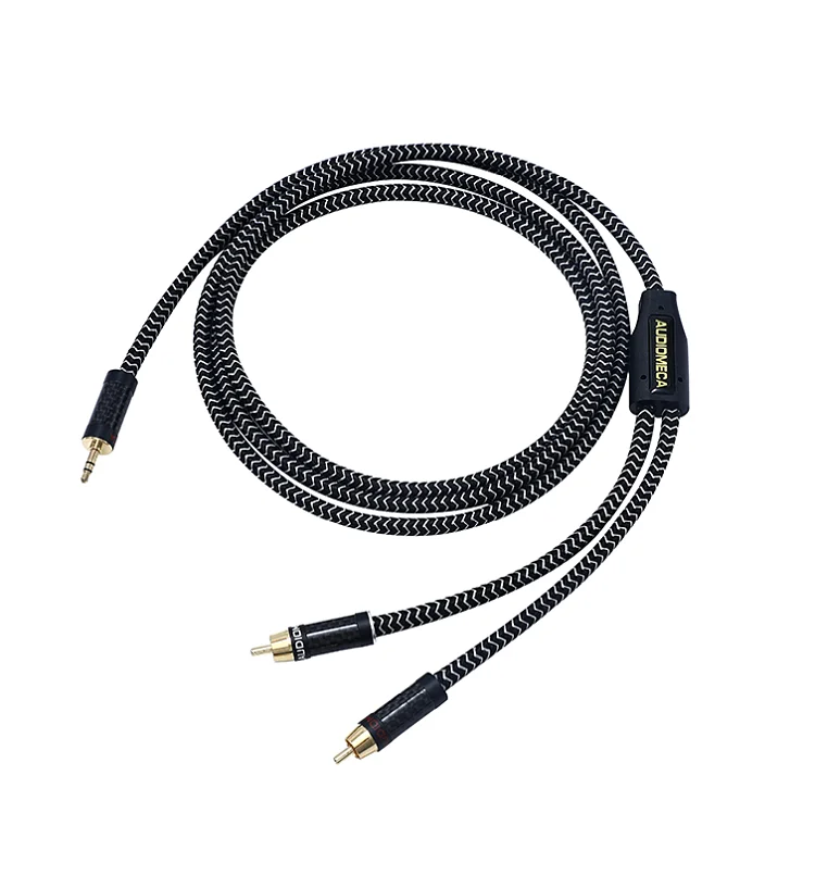 Audiomeca 3,5 мм кабель aux 2 RCA с посеребренным проводом, тонкий тон и текстура