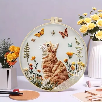 Cat & Flower Embroidery Kit 2