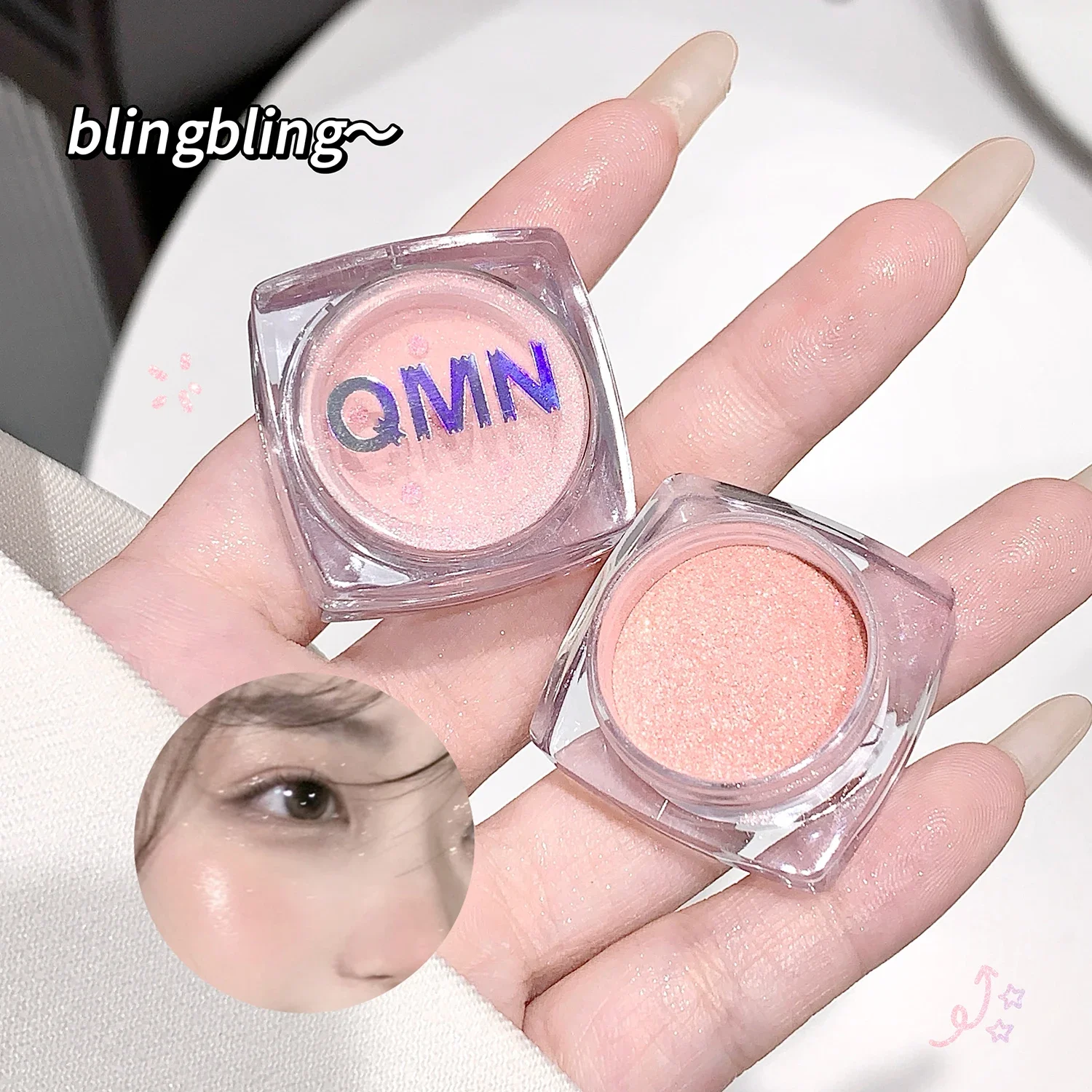 White Moonlight Powder Highlight Face Body Brightening High Gloss Loose Highlighter Pearl Shimmer Pink Eyeshadow Glitter Powder 6