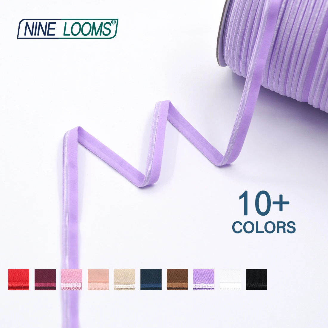 Neun Webstühle Nylon Gummibänder 3/8 "10mm Paspel bänder Seil Schräg band Schweißband Dessous Unterwäsche Gurtband Nähen Handwerk 50 Yard – Detail 9