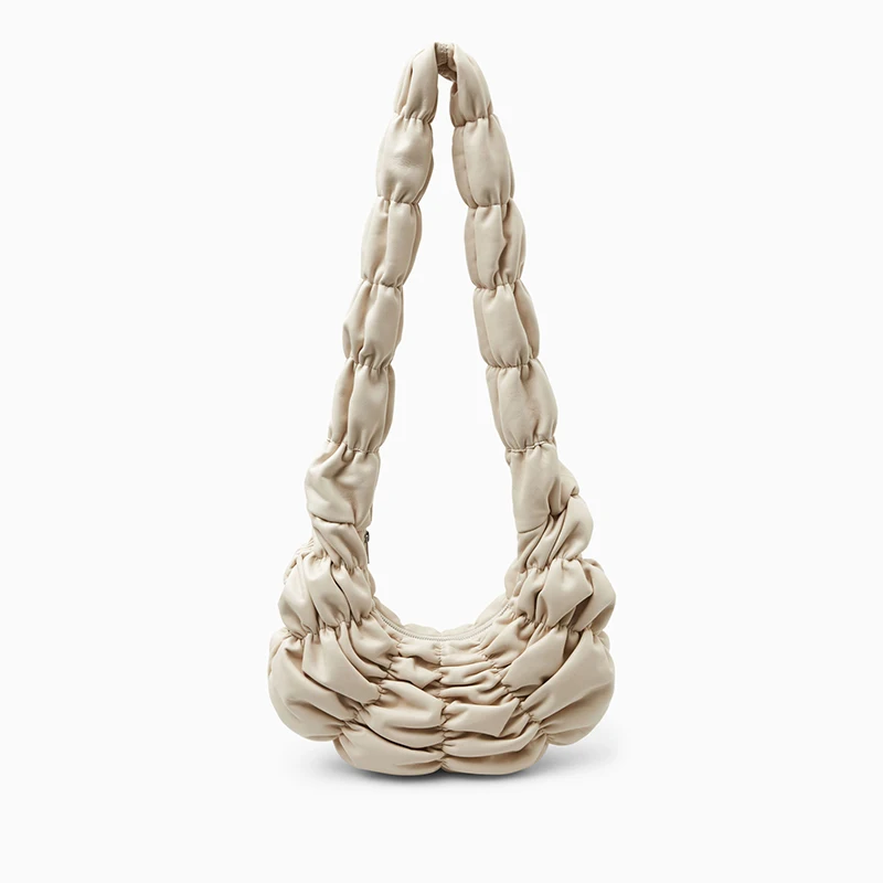 

Женские летние плиссированные сумки с ручками, Повседневные Сумки из искусственной кожи с изображением облаков для подмышек, сумки для покупок на плечо, дамские сумочки для пельменей, 2024