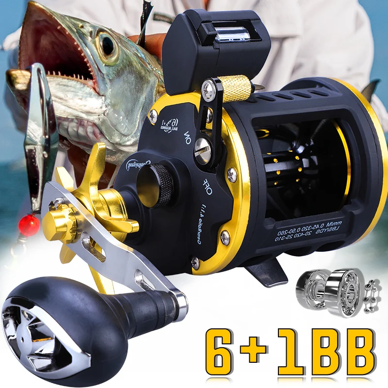 Sougayilang Conventional Reel Trolling Fishing Reel Powerful Drag Fishing Reel for Saltwater Big Fish, Size: 30