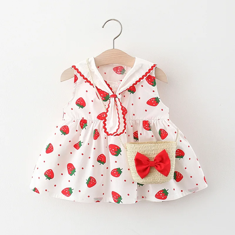 

Baby Girl Dress Summer Clothes Casual Sleeveless Strawberry Princess Dresses 1year Birthday Party Infant Girls Clothing Outfits