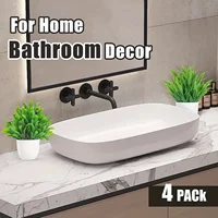 4pcs Mini Artificial Potted Plants Fake Bonsai Greenery for Home Office Farmhouse Bathroom Shelf Decor Indoor 5