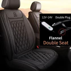 Karcle Universal Heated Car Seat Cushion - Electric Heating Pad for Ultimate Comfort (2PCS Black Flannel)