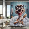 Cute Cartoon Ferret Bath Time Shower Curtain Waterproof Polyester, Machine Washable with Hooks Included, Perfect for All Seasons 3