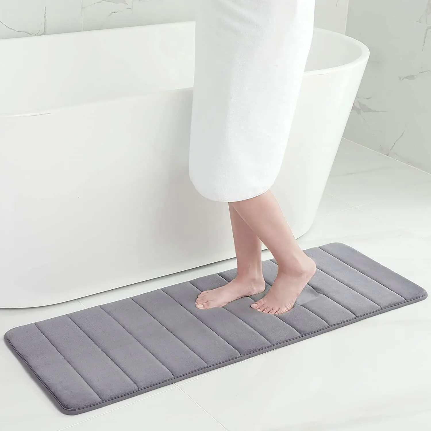 Olanly Memory Foam Bath Mat Large Absorbent Shower Carpet Soft Coral Velvet  Floor Pad Home Decoration Non-Slip Bathroom Rug