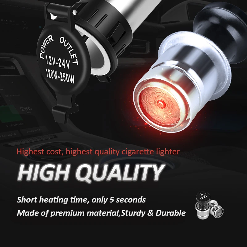 QC3.0 Cigarette Lighter Socket Splitter Waterproof 12V Dual USB Charger Power Adapter Outlet Panel Ports Voltmeter fast charging_voghion.com