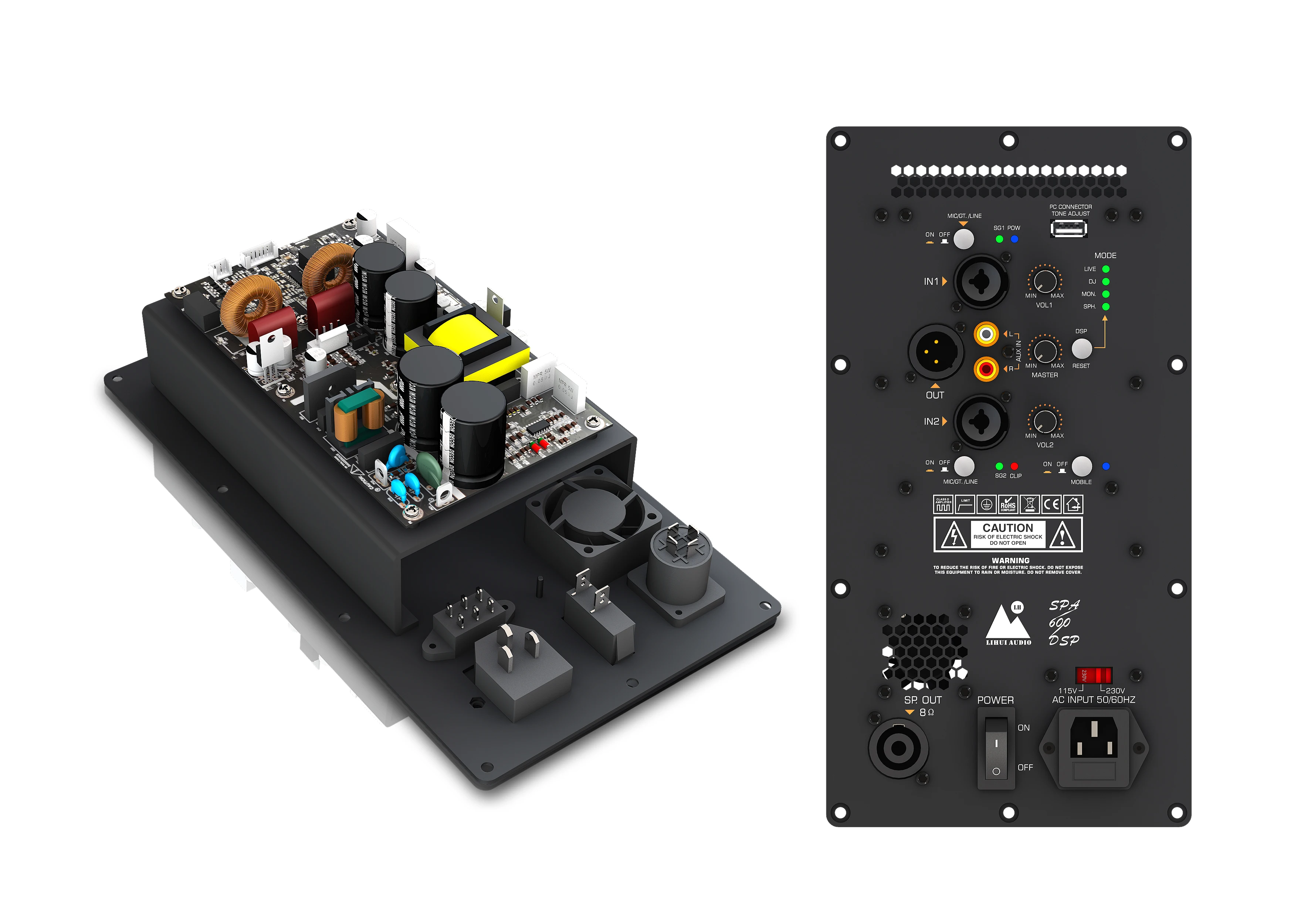 Lihui Professional Class D Subwoofer Active Speaker Board Built-in 