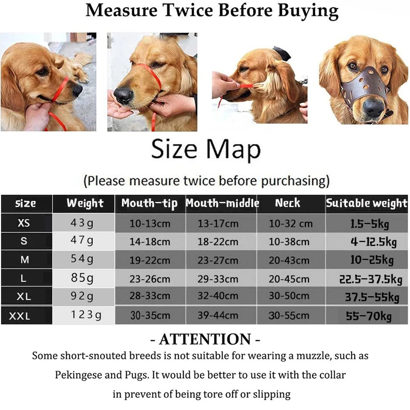 Pet Dog Muzzle Adjustable Breathable PU Leather Muzzles Stop Biting Barking Chewing For Small Medium Large and X-Large Dogs