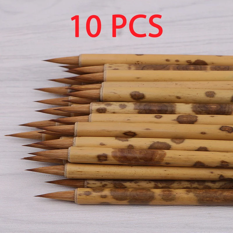 Set Of 10 Traditional Handmade Bamboo Chinese Calligraphy Brushes_voghion.com