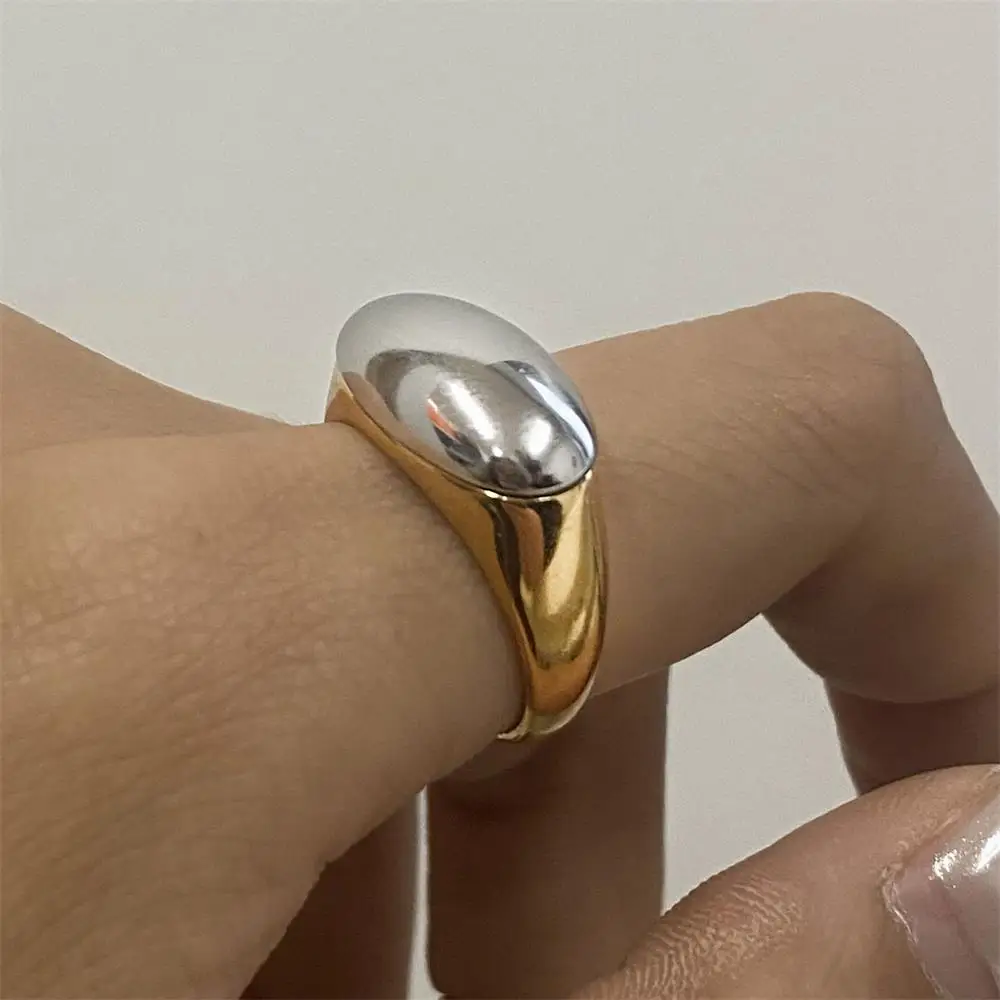 Gold&silver Two-tone Polished Dome Opening Rings Punk Hypoallergenic Rust Proof Mix Color Minimalist Ring Retro Jewelry Bijoux