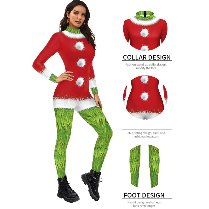 Christmas Jumpsuits Anime Cosplay Costume Cartoon Bodysuit Fantasia Catsuit Adult Carnival Zentai Stage Performance Clothing